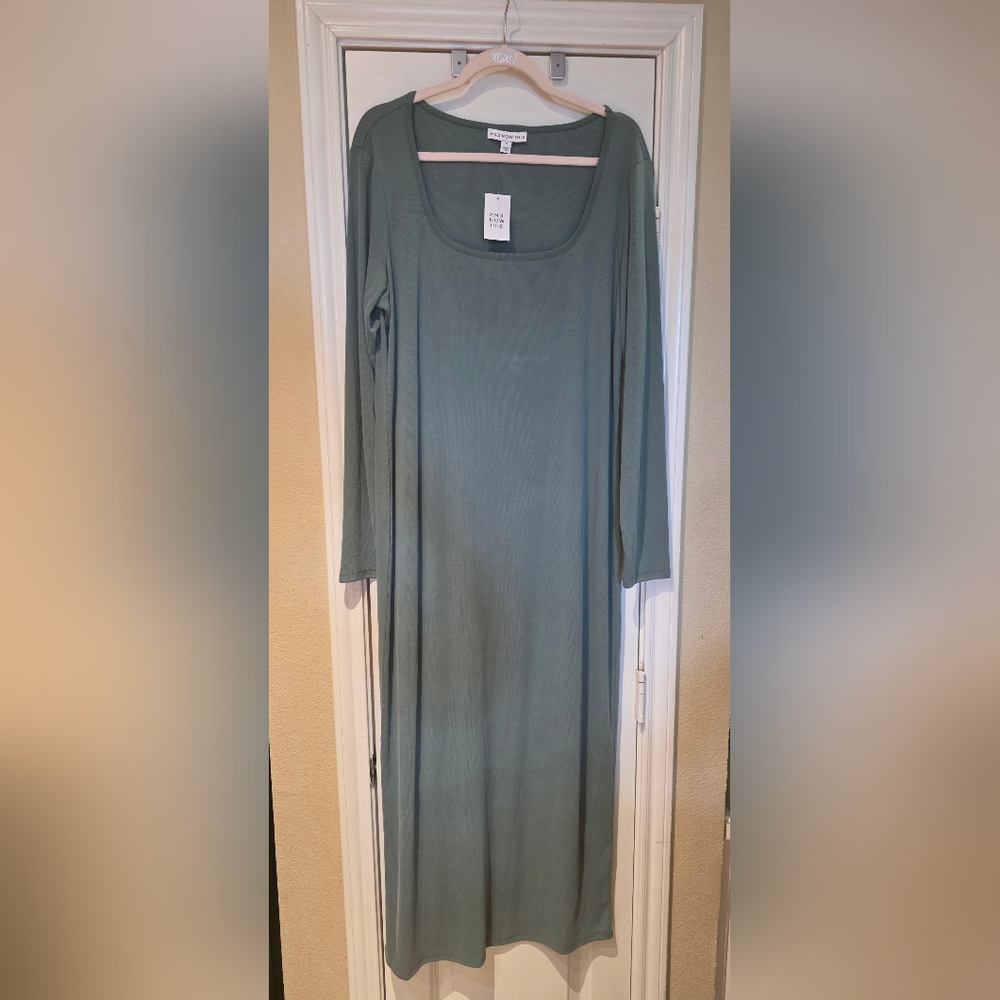 Elegant Teal Long Sleeve Dress XL